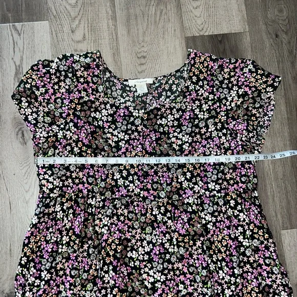 Passport Beautiful Floral Black and Pink Cottage Dress Size 2X - Picture 7 of 8